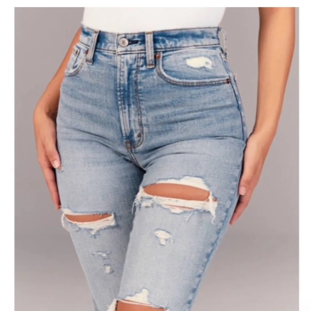 Abercrombie & Fitch Light Blue Distressed Jeans